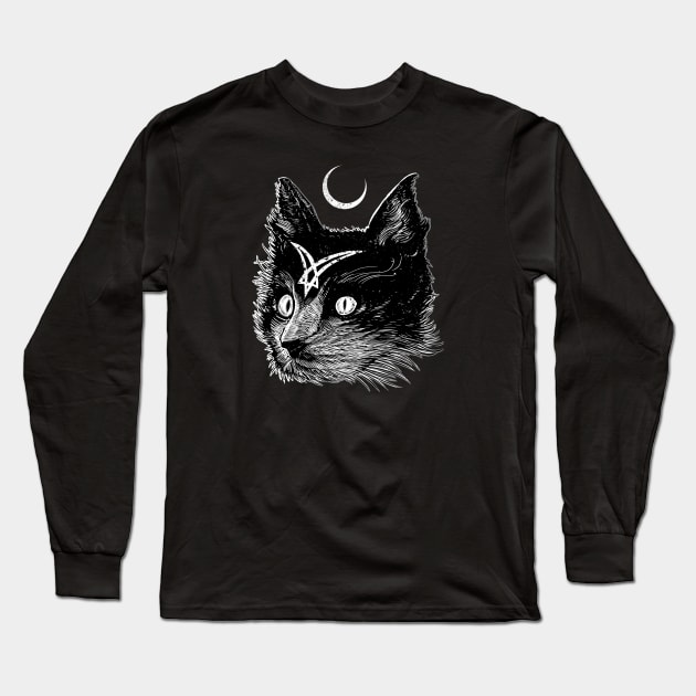 Cat & Moon Long Sleeve T-Shirt by sebrodbrick